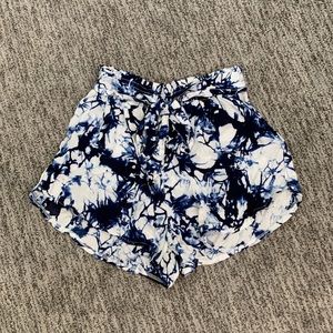 Blue Tie Dye High Waisted Beach Shorts